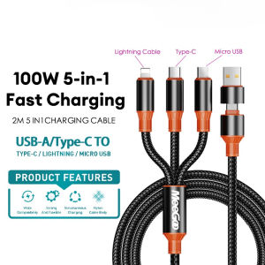 JP 5-in-1 Data Cable 100W Fast Charging Cord Nylon Braid 480Mbps Transmission Type-C Micro Lightning Charging Cables