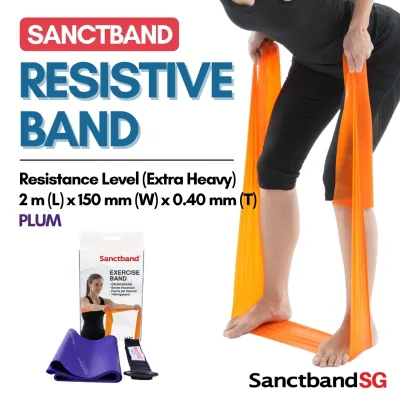 Sanctband Resistance Bands 2m Length Resistive Bands Extra Heavy Resistance Band Level 5 Exercise Band Plum Exercise Bands