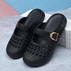 [Free Shipping] New Summer WomenS Closed-Toe Half-Slippers Lightweight Soft-Soled Breathable Non-Slip Suitable For Middle-Aged And Elderly Women To Wear At Home Or Outside