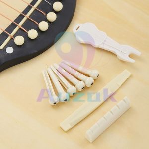 AUK Guitar Saddle and Slotted Nut for 6 Strings Acoustic Guitar Parts Accessory Set