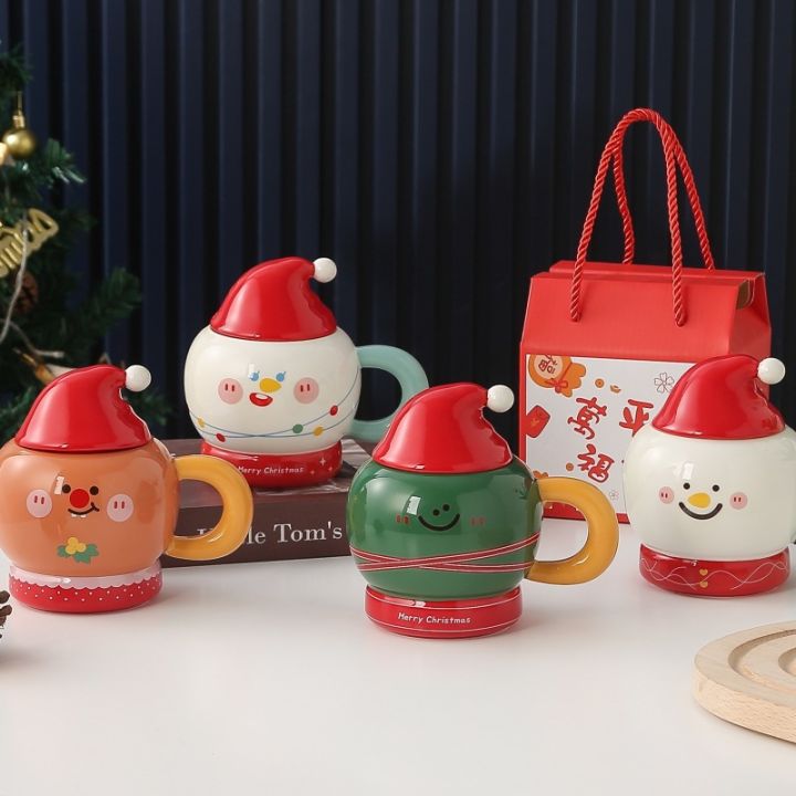 Ly Cốc Sứ 400ML Hình Ông già noel, Cây thông, người tuyết - Ly Có Nắp ...