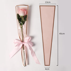 50Pcs Transparent Flower Packaging Bag Waterproof Single Rose Bouquet Packaging Bag Floral Wrappers for Valentines Day Gift