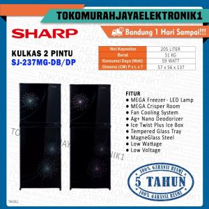 Kulkas Sharp 2 Pintu 187 Liter SJ-237MG DB/DP Garansi Resmi  By TMJ