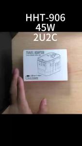 HITRENDS 45WGaN International Travel Adapter 2USB and 2 Type C GaN Fast charging port chargers with EU AU USA UK travel plugs