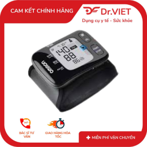 Máy đo huyết áp cổ tay Omron HEM‑6232T nhỏ gọn đo nhanh chính xác hiển thị huyết áp và nhịp tim kết nối Bluetooth để theo dõi sức khỏe tại nhà dễ