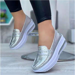 New Casual WomenS Shoes For Autumn Solid Color Round Toe Low-Top Buckle Work Shoes Loafers