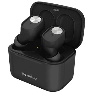 SoundMAGIC T60BT True Wireless Earphones in Ear Bluetooth Headphones with Microphone HiFi Stereo Sports Earbuds Waterproof Black White