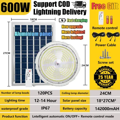 【Free Shipping】3 colors solar ceiling light lamp solar lights 1200W 900W 700W 400W 200W 100W 80W LED solar lights outdoor waterproof remote control solar light applied to bedroom 30 Year Warranty kitchen bathroom corridor staircase living room super brigh