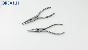 1pcs Stainless Steel Orthopedics Vise Needle Nose Pliers with Serrated Jaws Bone Forcep Veterinary Orthopedics Instrument pet