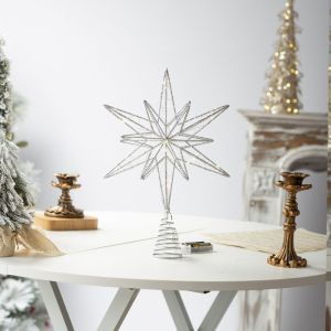JPTD LED Lights Christmas Tree Toppers Star Glowing Iron Christmas Treetop Decoration Party Supplies Glitter Christmas Ornaments New Year