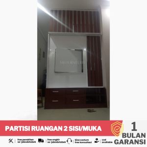 Lemari partisi ruangan dua sisi/muka 360° putar - Sekat ruang tamu bufet tv jumbo minimalis