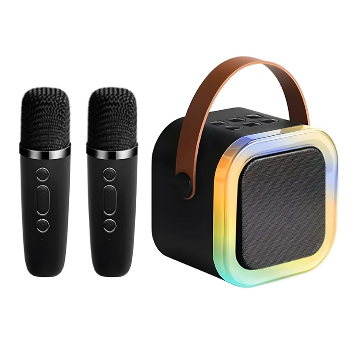 (K) Dual Mic K12 - Wireless Bluetooth Speaker Mini Karaoke with 2 Voice ...