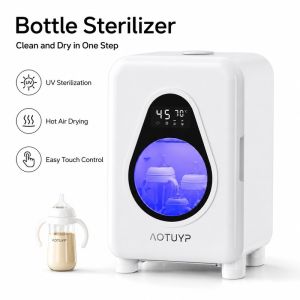UV Sterilizer Cabinet Baby Bottle Steriliser with Hot Air Drying Touch Control 3 Colours Ivory White Black Red Large Capacity Stainless Steel Interior For Milk Bottles Pacifiers Ba