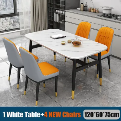 Solid Wood Dining Table With 4/6 Seaters 120*60CM Heavy Duty Dining Table WIth Chairs Sets For Dinning Room Home Restaurant Combination