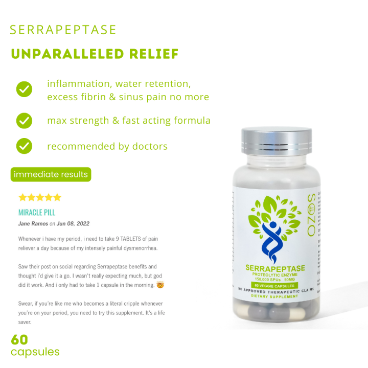 Serrapeptase Enzyme Blood clots, back pain, inflammation, respiratory