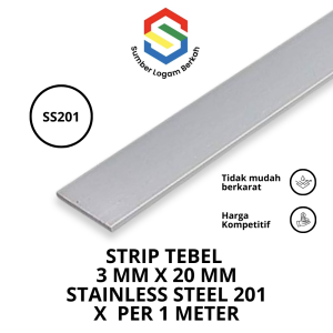 strip tebel 3 mm x 20 mm stainless steel 201