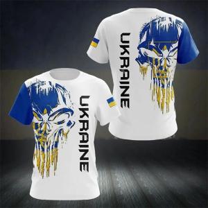 [Local Stock] VCC Fashion New Ukrainian Flag Graphic 3D Print T-shirt Ukrainian Emblem Men’s Sports Tops National Day Gifts Personalized Tee
