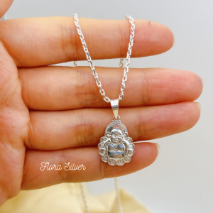 FLORA 0329M - [Có bán lẻ] Dây chuyền bạc ta mặt hình phật ông địa dành cho bé