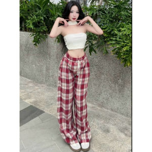 Quần Dài Suông Nữ Kẻ Caro 5 Màu Lựa Chọn T50D