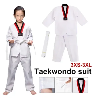 140cm 160cm 170cm’Pure Cotton Taekwondo Dobok Clothes Children Adult Karate Suit Taekwondo Uniform Karate Clothes Unisex Taekwondo Uniforms Long Sleeves Karate Jujitsu Gym Training Uniforms with Belt