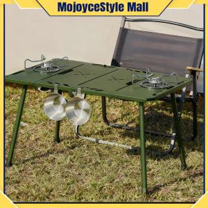 4-Fold Aluminum Alloy Collapsible Camping Table W/ Carry Bag Portable Folding Picnic Table for Garden Outdoor BBQ Cooking