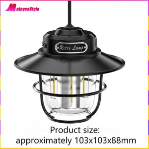【NEW】 LED Portable Camping Light Vintage 200LM Atmosphere Lamp Stepless Dimming Type-C USB Rechargeable for Outdoor Adventure