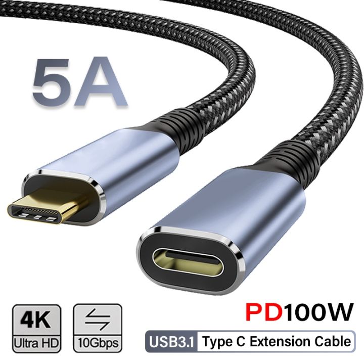 5A USB 3.1 Extension Cable USB C 10Gbps PD 100W Fast Charging Cord Type ...