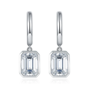 Serenity Day total 4cttw Real D Color 2ct Emerald Cut Moissanite Earrings For Women S925 Sterling Silver Stud Jewelry Moissanite Earrings Hoop Emerald Cut Moissanite Earring