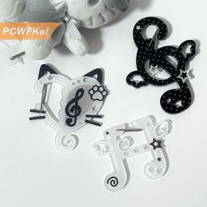 【PCWFKef】 คาราบิเนอร์อะคริลิครูปโน้ตดนตรีลายการ์ตูนน่ารักห่วงคล้องพวงกุญแจสร้างสรรค์กระเป๋าเป้สะพายหลังที่ห้อยของตกแต่งของขวัญวันหยุด