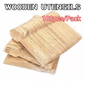 100pcs Wooden Spoon/Fork/Spork and 165mm Wooden Knife Eco friendly & Disposable