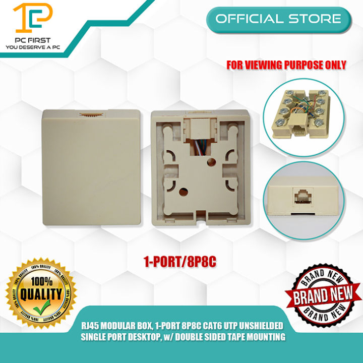 RJ45 MODULAR BOX, 1-PORT 8P8C CAT6 UTP UNSHIELDED SINGLE PORT DESKTOP ...