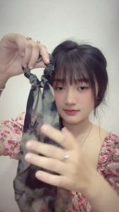 Dây buộc tóc vải loang dài thanh lịch chun cột tóc thời trang phong cách Hàn Quốc