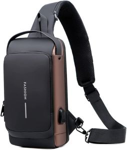Sling Backpack USB Anti-Theft Mens Chest Bag Casual Shoulder Bag Crossbody Daypack