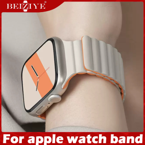 For apple watch series 11 10 9 8 7 6 สาย 42mm 46mm 40mm 41mm 44mm 45mm สายนาฬิกา ซิลิโคน สาย Magnetic Buckle Rubber สายนาฬิกา iwatch band Ultra 3 Ultra 2 49mm นาฬิกา สมาร์ทวอทช์ สายนาฬิกาข้อมือ