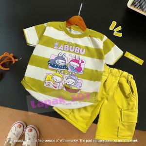 Baju anak labubu usia 1-12 tahun Setelan baju cargo anak