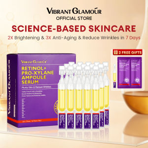 VIBRANT GLAMOUR Retinol Pro-xylane Ampoule Serum 2ml*15pcs Copper Tripeptide Ampoule Second Throwing Serum Triple Anti-aging Anti-wrinkle Whitening and brightening Promote collagen Reduce fine lines