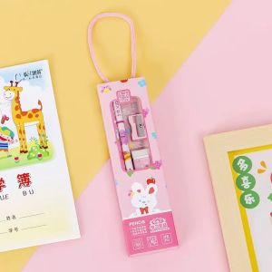 Set Alat Tulis 5 in 1 Karakter Lucu Pensil Penghapus Penggaris Serutan PAKET ALAT TULIS