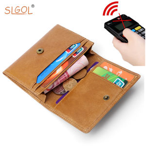 RFID กระเป๋าสั้น True Pickup กระเป๋าใส่บัตรหลายใบ กระเป๋าใส่นามบัตรสำหรับผู้ชาย Vintage Cattle Pickup กระเป๋าใส่นามบัตรแบบพกพา SLGOL