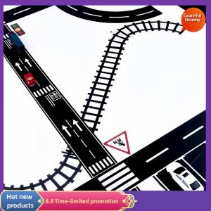 Graceful 1Roll 5M 1:12 Dollhouse Road Traffic Railway Track Scene Tape Sticker Miniature Parking Scene Curve Sticker Model Decor Toy Accessories