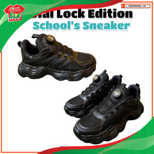 School Shoes Dial Lock Edition Black | Kasut Sekolah Lelaki | Chunky Sneaker Anti Slip | Size 38-40