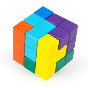TESDFD Colorful Soma Cube Toys Wooden Educational Toy Intelligence Development Toy Creative Sensory Toys Brain Challenge Game Kids