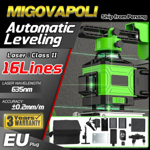 MIGO Laser line level 16 lines 4D Laser levels 8 lines Laser leveling tool green 360° Auto adjustable Lazer light level original Tile leveling laser light outdoor visible from 5 meters