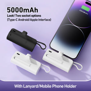 Capsule Power Bank Mini Portable PowerBank 5000mAh Dengan Kabel Type-C / Lightning Powerbank
