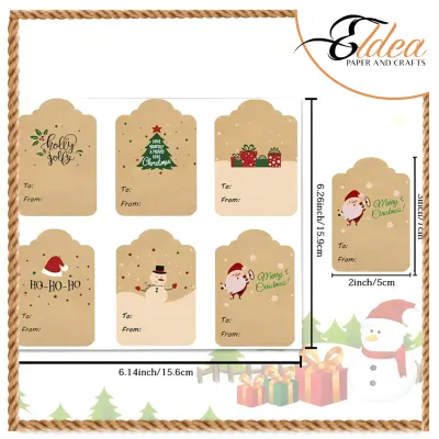 60-120 pcs Christmas Sticker Set 6 Unique Designs for Tags Labels Gifts Tags Holiday Tags Seasons Festive Decor