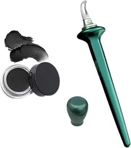 Arcbelle Eyeliner Set Waterproof & No-Skip Silicone Eyeliner Applicator Kit Tool Long With Cream Multi-Purpose Eyeshadow Stencil Make-Up Application Tool Eyeline Brush Guide(Brown pen+black cream)