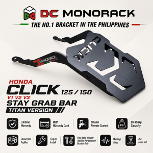 HONDA CLICK 125 / 150 V1 V2 V3 V4 TOPBOX BRACKET TITAN VERSION STAY GRAB BAR HEAVY DUTY LIFETIME WARRANTY DOUBLE POWDER COATED CNC LAZER CUT PLUG AND PLAY