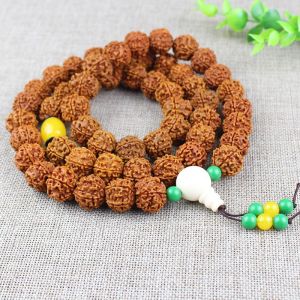 LZD  Rudraksha Buddha Beaded Necklace   Nepal 5 Mukhi Rudraksha 54 Bodhi Necklace  108 Beads Neck Hanging