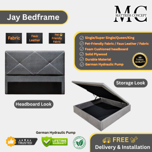 Mattress Concept Jay Storage Bedframe Pet Friendly Fabric/FauxLeather/Fabric All Size Available
