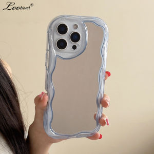 Luxury Mirror Wave Border Case for iPhone 16 15 14 Pro Max 16 Plus 11 12 13 Make Up Candy Color Shockproof Ultra Slim TPU Cover