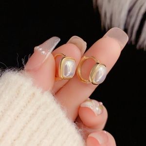 White Square French Happy New Year Pearl Stud Earrings Ear Studs Pearl Buckle for Women Girls